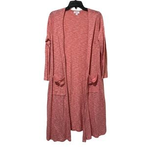 Open Front Duster Cardigan Pink Marled